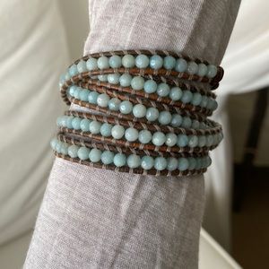 Chan Luu light blue stone wrap bracelet